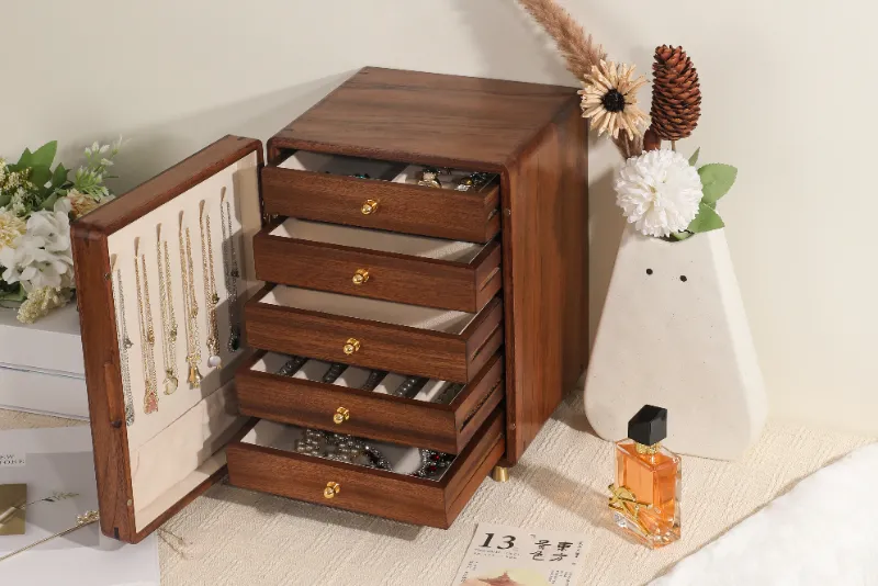 Vintage Solid Wood Dustproof Antioxidant Large Capacity Jewelry Cabinet