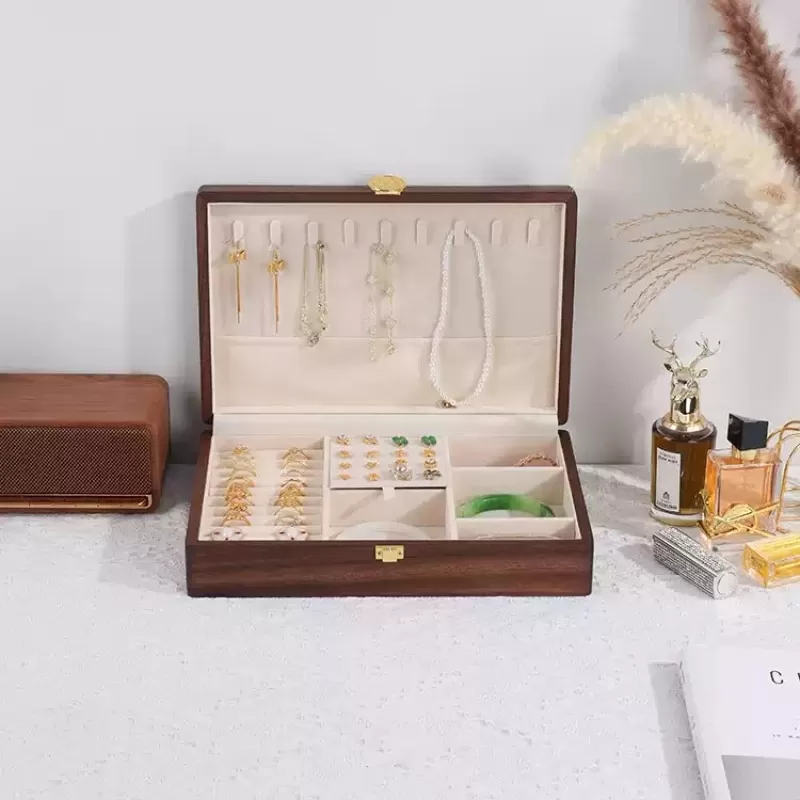 Solid Wood Jewelry Storage Boxes for Rings Earrings Necklaces