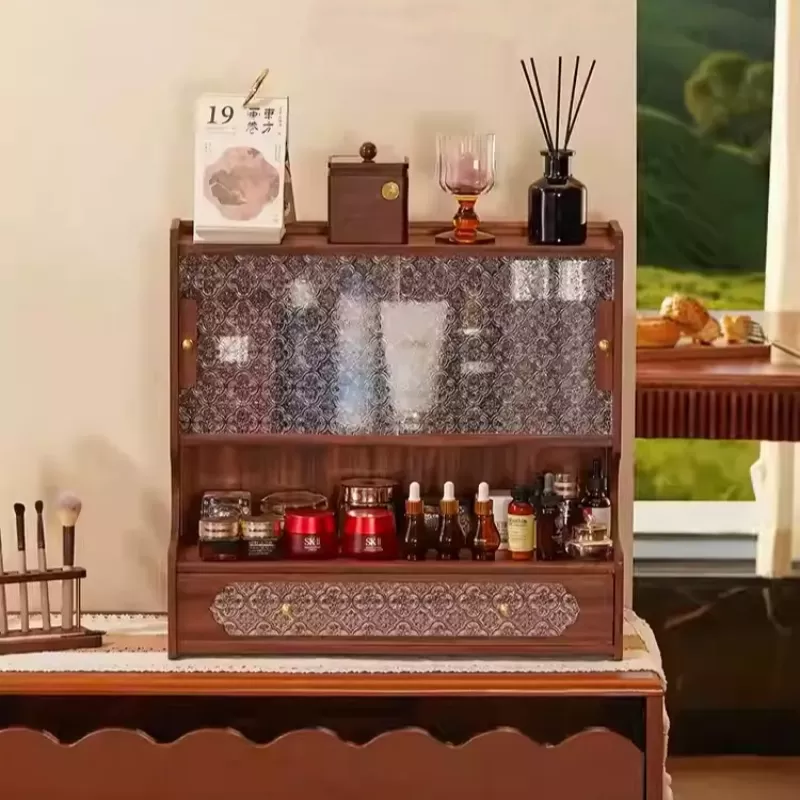 Chinese style retro Solid wood high-end antique wooden jewelry box storage cabinet