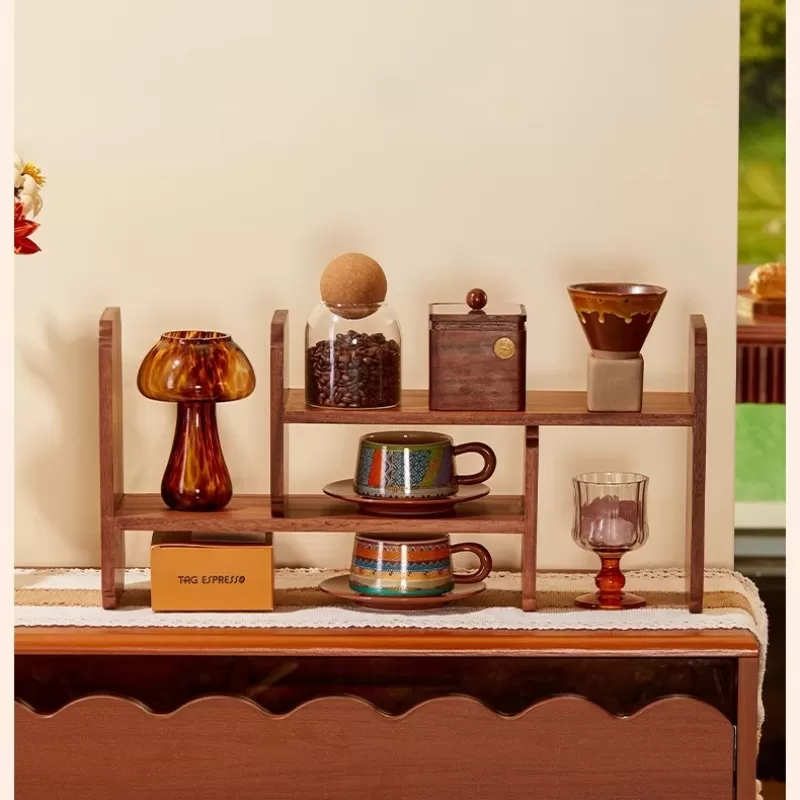Multifunctional Wood Table Stand Countertop Spice Rack for cups