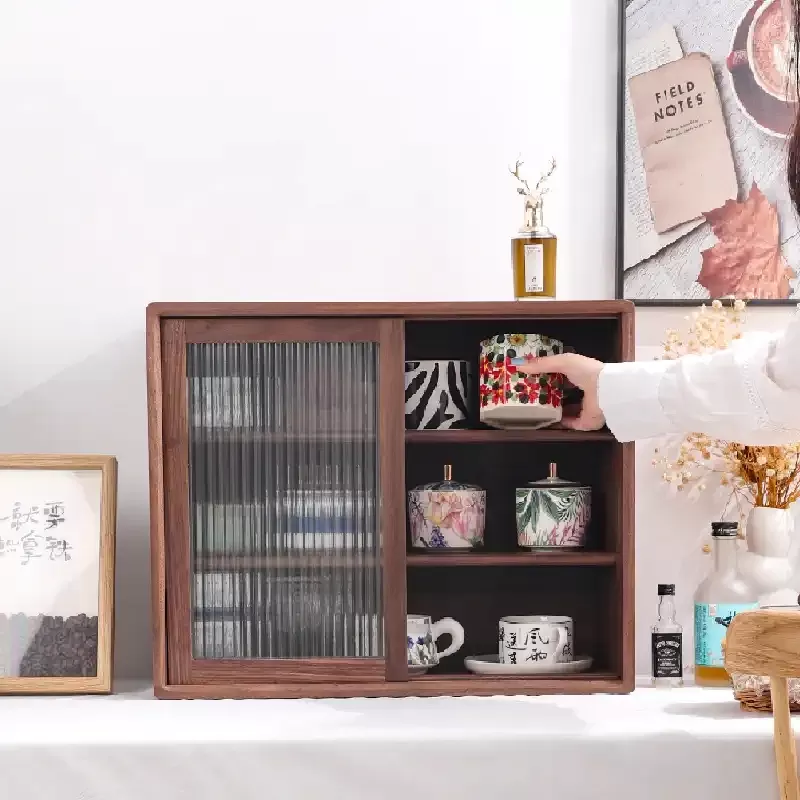 Modern solid Wooden Display Organizer For Kitchen Storage Mugs