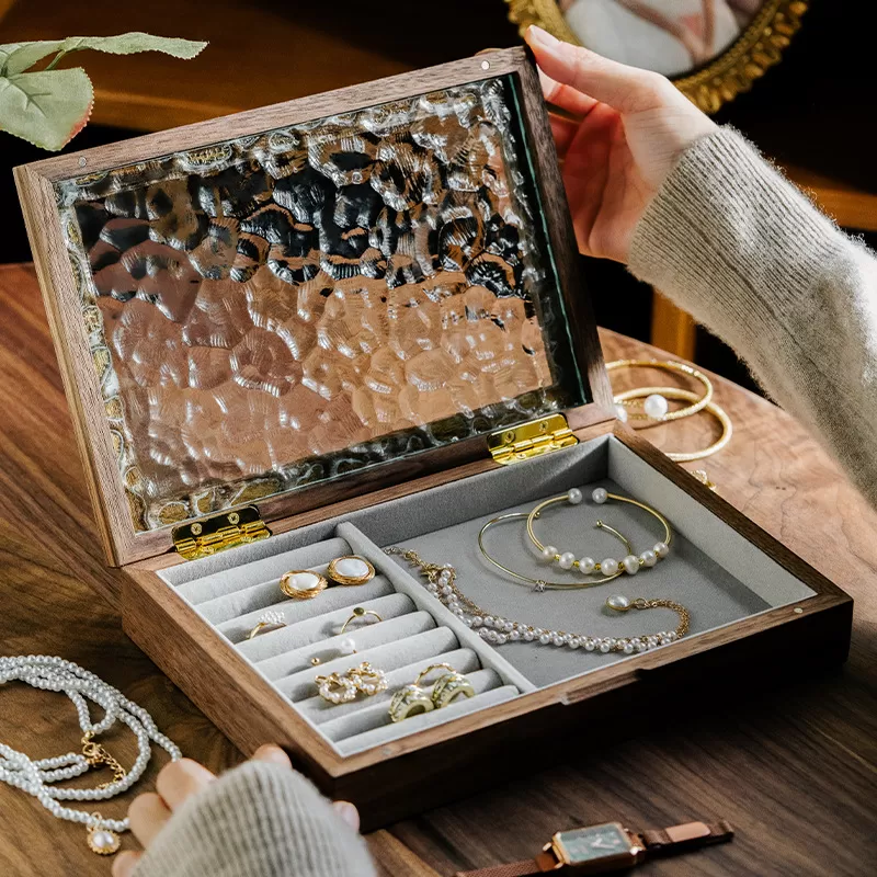 Handmade Natural Wood Display Panel Jewellery Boxes For Organization