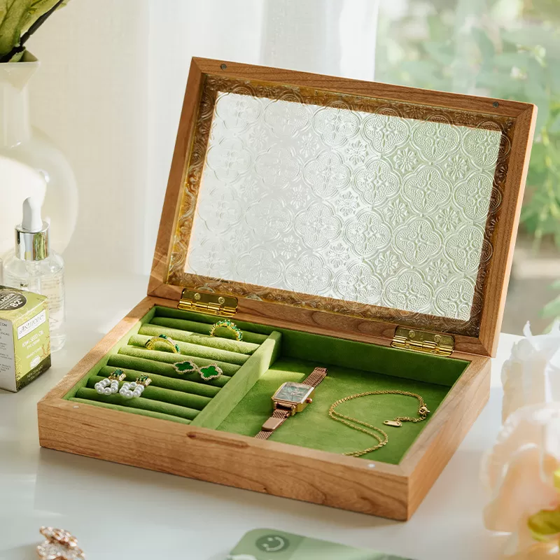 Handmade Natural Wood Display Panel Jewellery Boxes For Organization