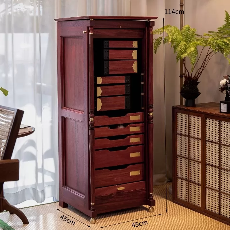 Wood Jewelry Necklace Bracelet Earrings Rings Display Storage Cabinet for Women Accessories