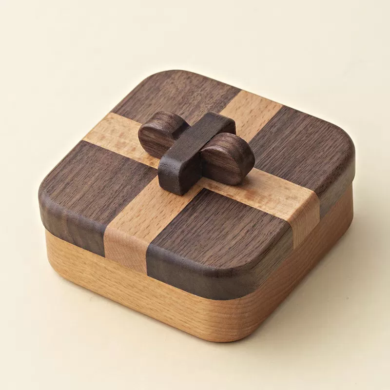 Black walnut solid wood storage portable jewelry box