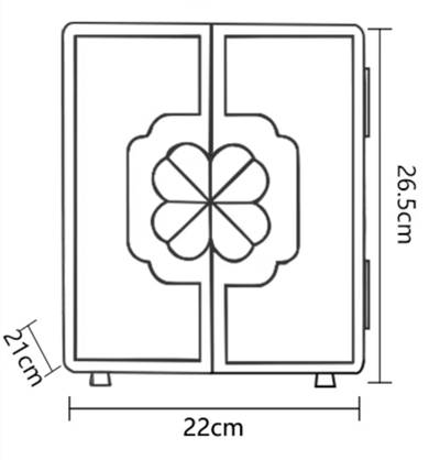 Double Door Large Capacity Lucky Clover Women's Jewelry Storage Box in Solid Wood