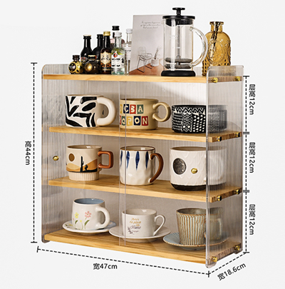 Acrylic Solid Wood Partitioned Cup Holder