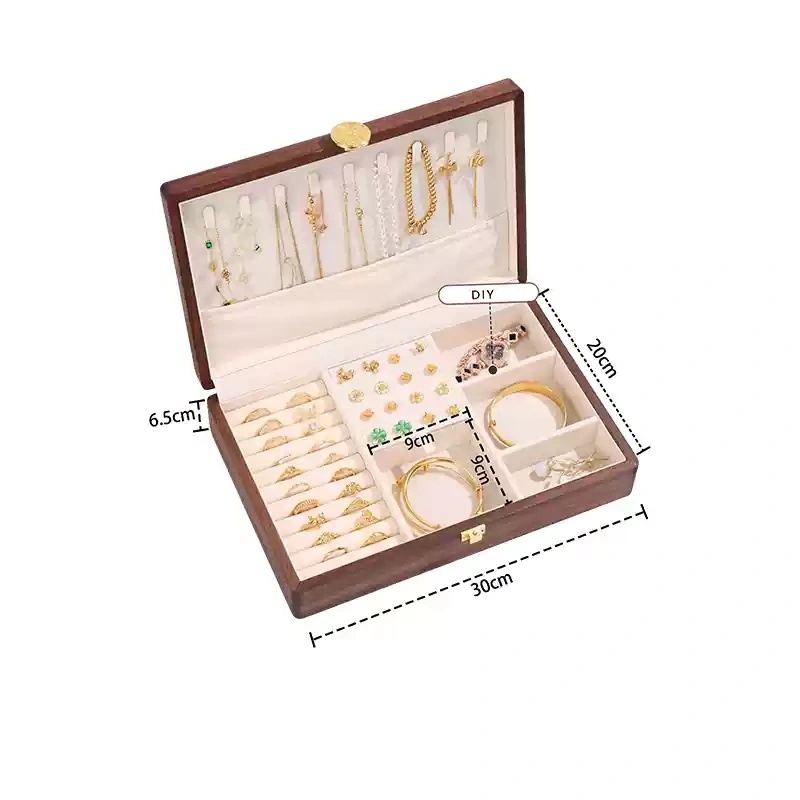 Solid Wood Jewelry Storage Boxes for Rings Earrings Necklaces