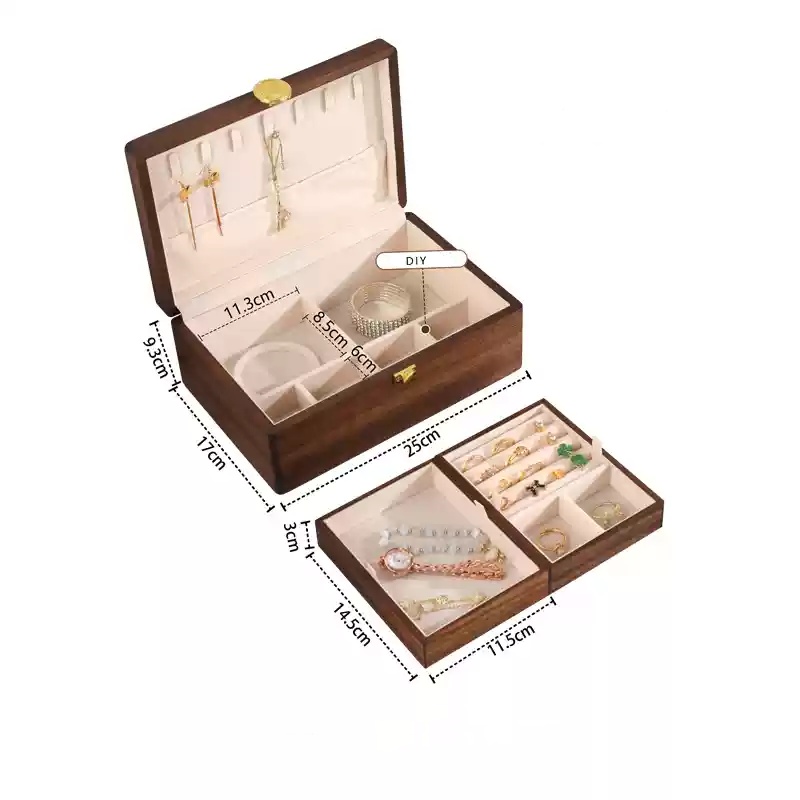 Wooden jewelry box dressing table decor case organizer for jewelry ring earring pendant necklace storage