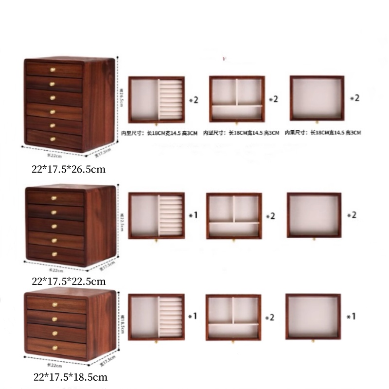 1/2/3/4/5/6 Layers Custom Luxury Large Wooden Jewelry Box Necklace Ring Earring Case Storage Organizer