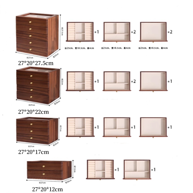 1/2/3/4/5/6 Layers Luxury Wooden Jewelry Boxes Earring Ring Watch Necklace Women Gift Case