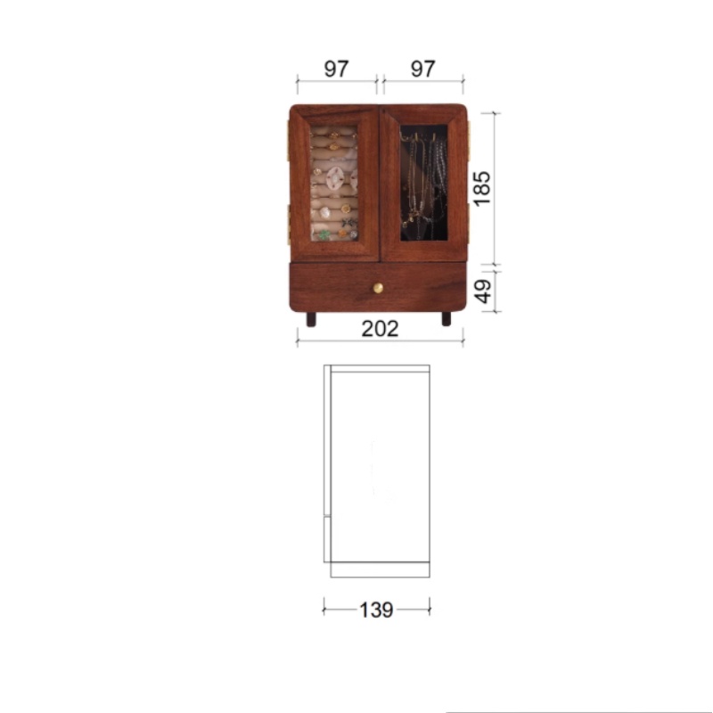 Luxurious Exquisite Multi Layer Solid Wood Earrings Bracelet Storage Jewelry Box