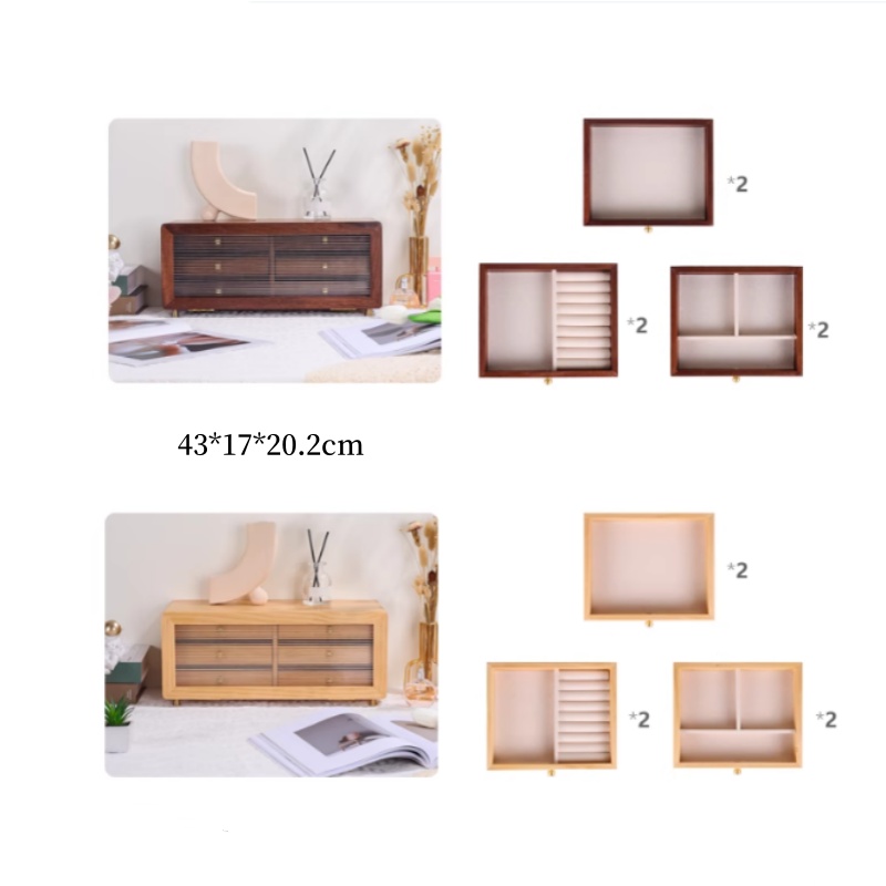 Luxury 6-Layer Wooden Necklace Earring Bracelet Ring Jewelry Gifts Boxes