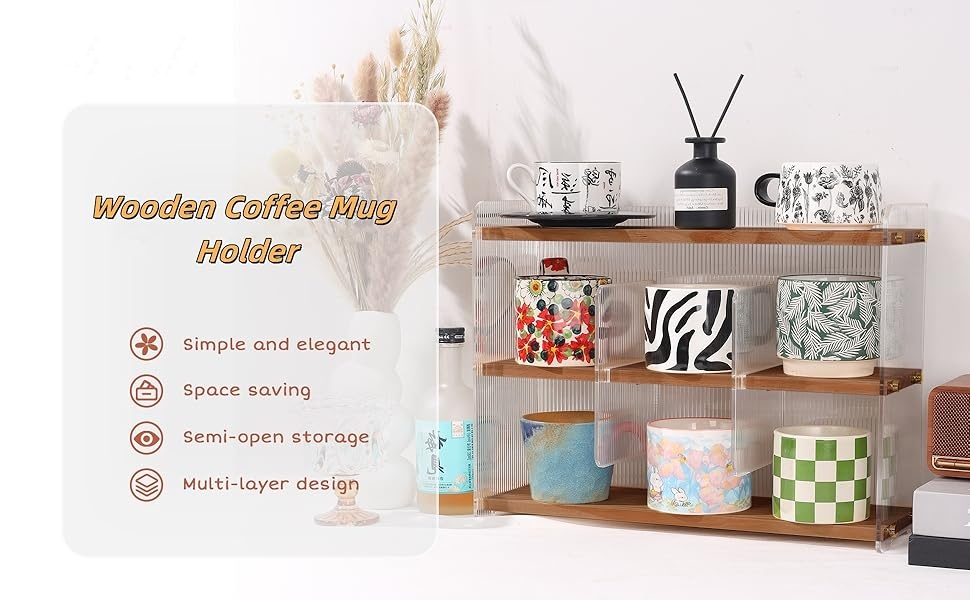 Acrylic and solid wood combination cup holder