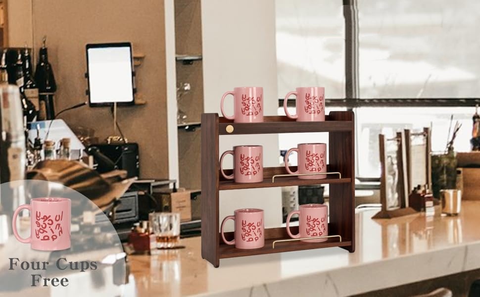 Walnut Wood/Cherry Wood Mug Organizer