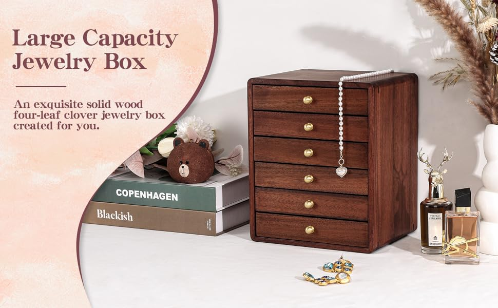 1/2/3/4/5/6 Layers Custom Luxury Large Wooden Jewelry Box Necklace Ring Earring Case Storage Organizer