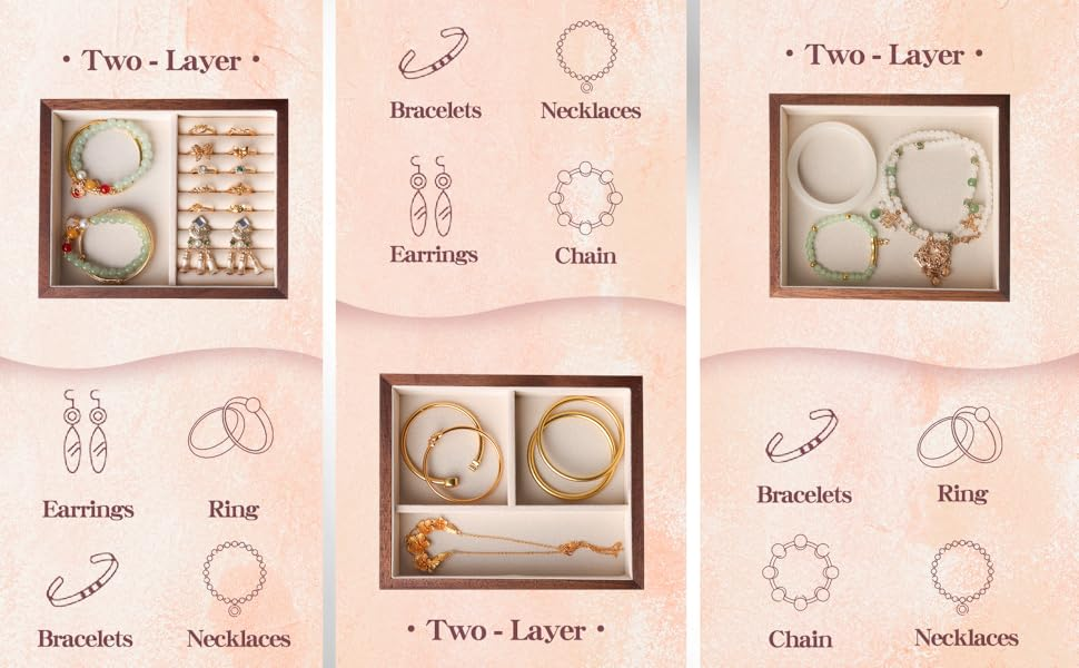 1/2/3/4/5/6 Layers Custom Luxury Large Wooden Jewelry Box Necklace Ring Earring Case Storage Organizer