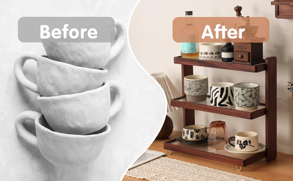 Wooden Sorting Shelf Organizer for Cups Bottles